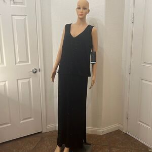 Onyx Nite By Wendy Chaitin Black Sparkle Evening Cocktail Club Dress Size 14